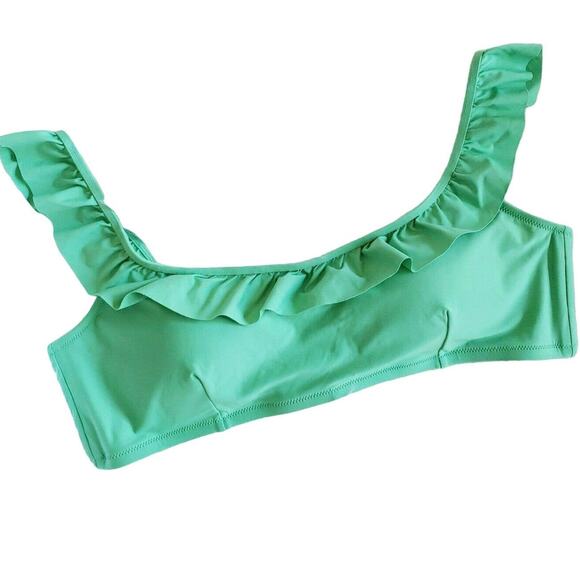 J CREW ruffle swim beach pool bikini top in bright spearmint green Size XXL NEW - Picture 1 of 6